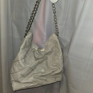 Elegant Grey Quilted Chain Shoulder Bag